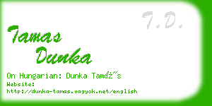 tamas dunka business card